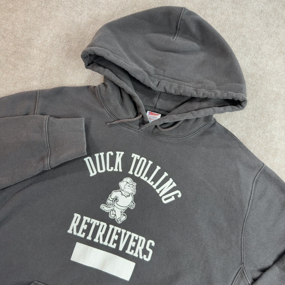 J.Crew Sportswear Duck Tolling Retrievers Hoodie Sz M Grey Reverse Weave 14oz